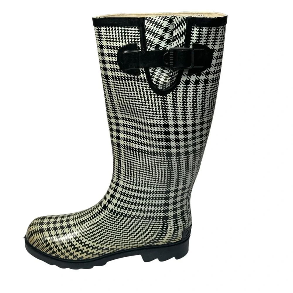 Corkys Houndstooth Rain Boots Size 6 Right Boot /Yellow Discoloration Work Boots